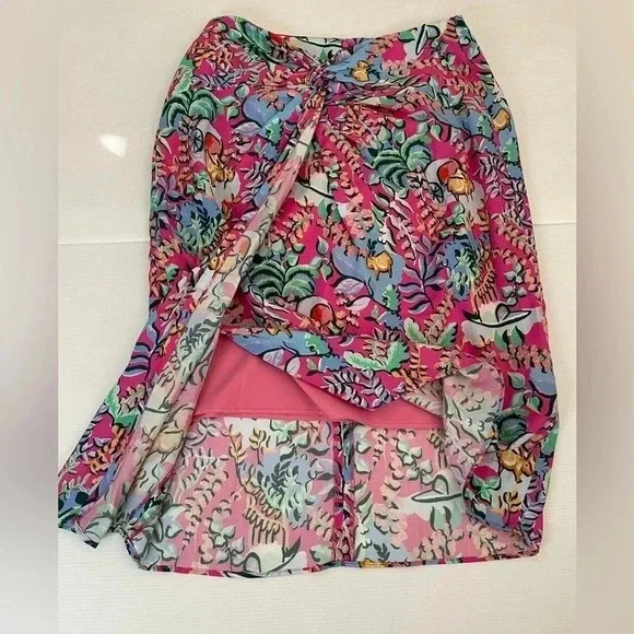 J. McLaughlin Blakely Freshfield Rose Skirt Knotted Size 8 - Picture 4 of 11